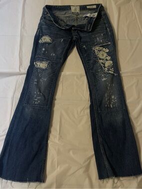 Taverniti So Jeans W30 Peggy Floral Embroidered Patchwork Flare Jeans Y2K